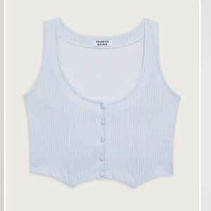 Frankies Bikinis Nantucket Striped Cotton Tank/Vest - Sleepy Stripe